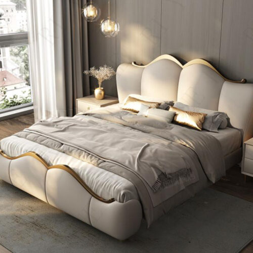 Queen/King Size Luxury Bed - Napa Leather Upholstered Bed